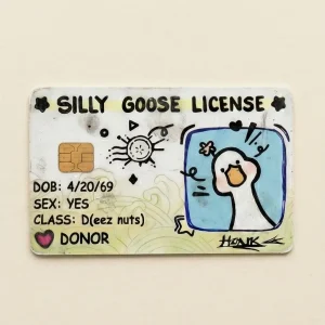 Silly goose License card sticker