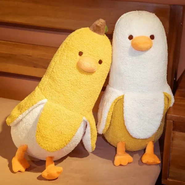 Plush banana duck toy, Banana duck stuffed animal, Cute duck plushie, Soft banana duck doll, Quirky plush banana duck.