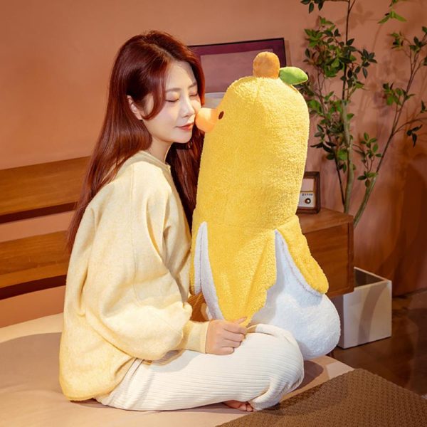 Plush banana duck toy, Banana duck stuffed animal, Cute duck plushie, Soft banana duck doll, Quirky plush banana duck.